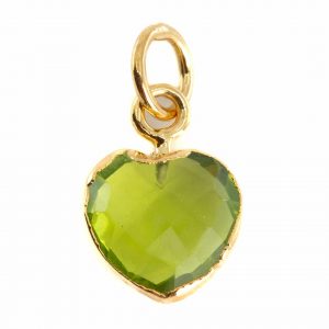 Gemstone Pendant Peridote Heart - Gold-Plated - 10 mm