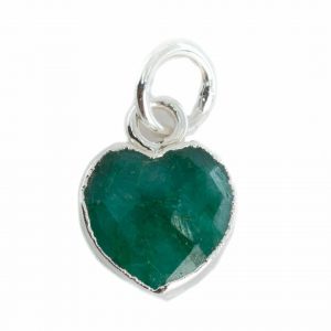 Gemstone Pendant Emerald (Tinted) Heart - Silver-Plated - 10 mm