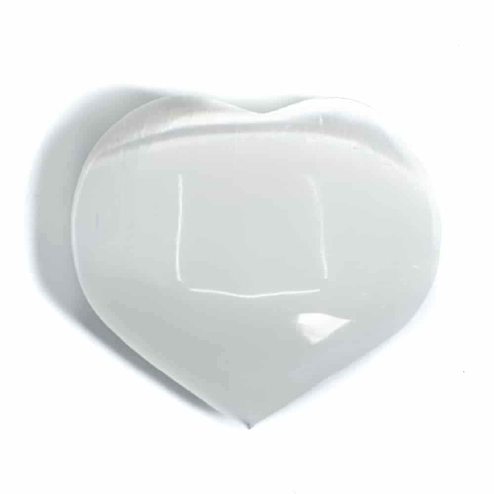 Heart Worry Stone Selenite White 50 mm
