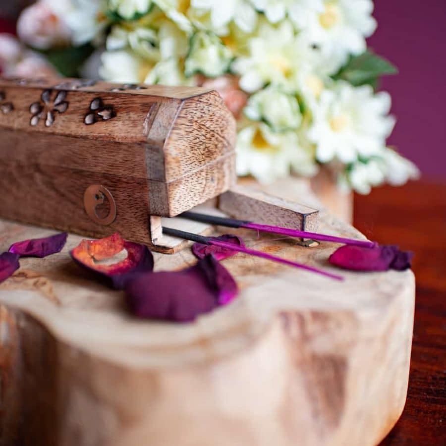 wooden box incense holder and burner