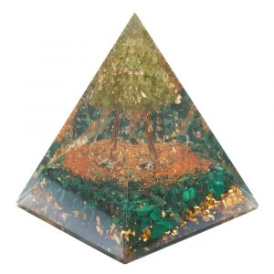 Orgonite Pyramid Malachite & Peridote Gemstone Tree (80 mm)