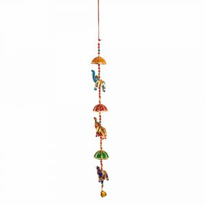 Decorative Garland 3 Fabric Elephants With Bell - 78 cm