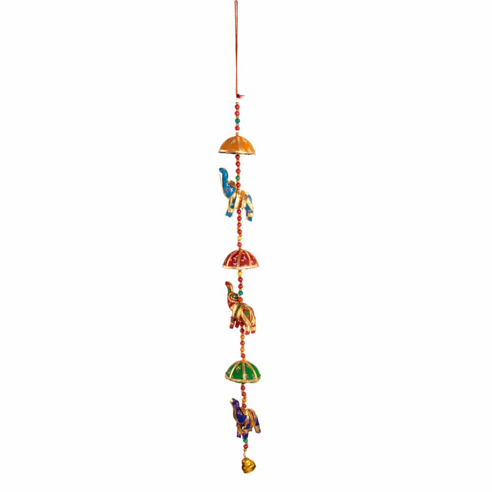 Decorative Garland 3 Fabric Elephants With Bell - 78 cm