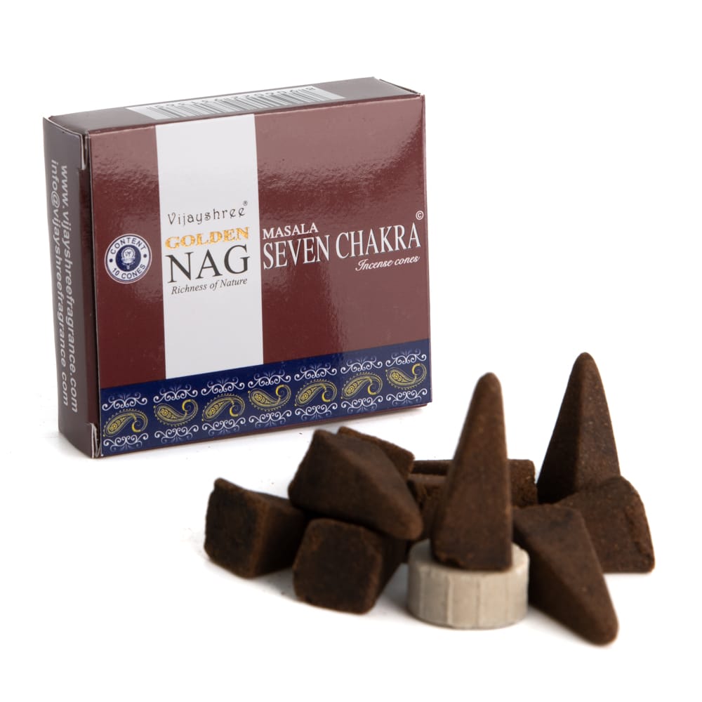 Golden Nag 7 Chakra Incense Cones (1 Pack)