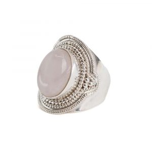 Gemstone Ring Rose Quartz 925 Silver "Elare" (Size 17)