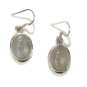 Gemstone Earrings Rainbow Moonstone 925 Silver "Naka"