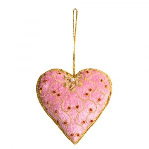 Pendant Ornament Traditional Heart Pink (17 cm)