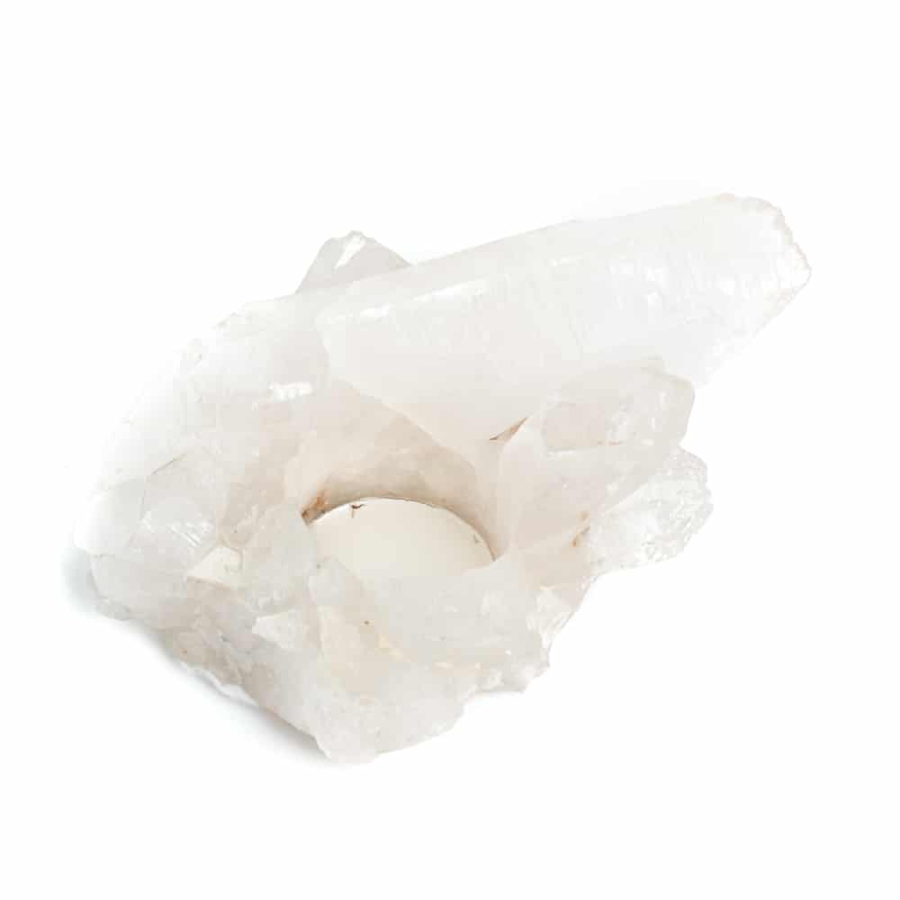 Tea Light Holder Gemstone Rock Crystal Cluster (approx. 400 grams)